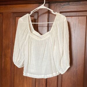 BB Dakota by Steve Madden New White 3/4 Sleeve Peregrine Smocked Top Size XS